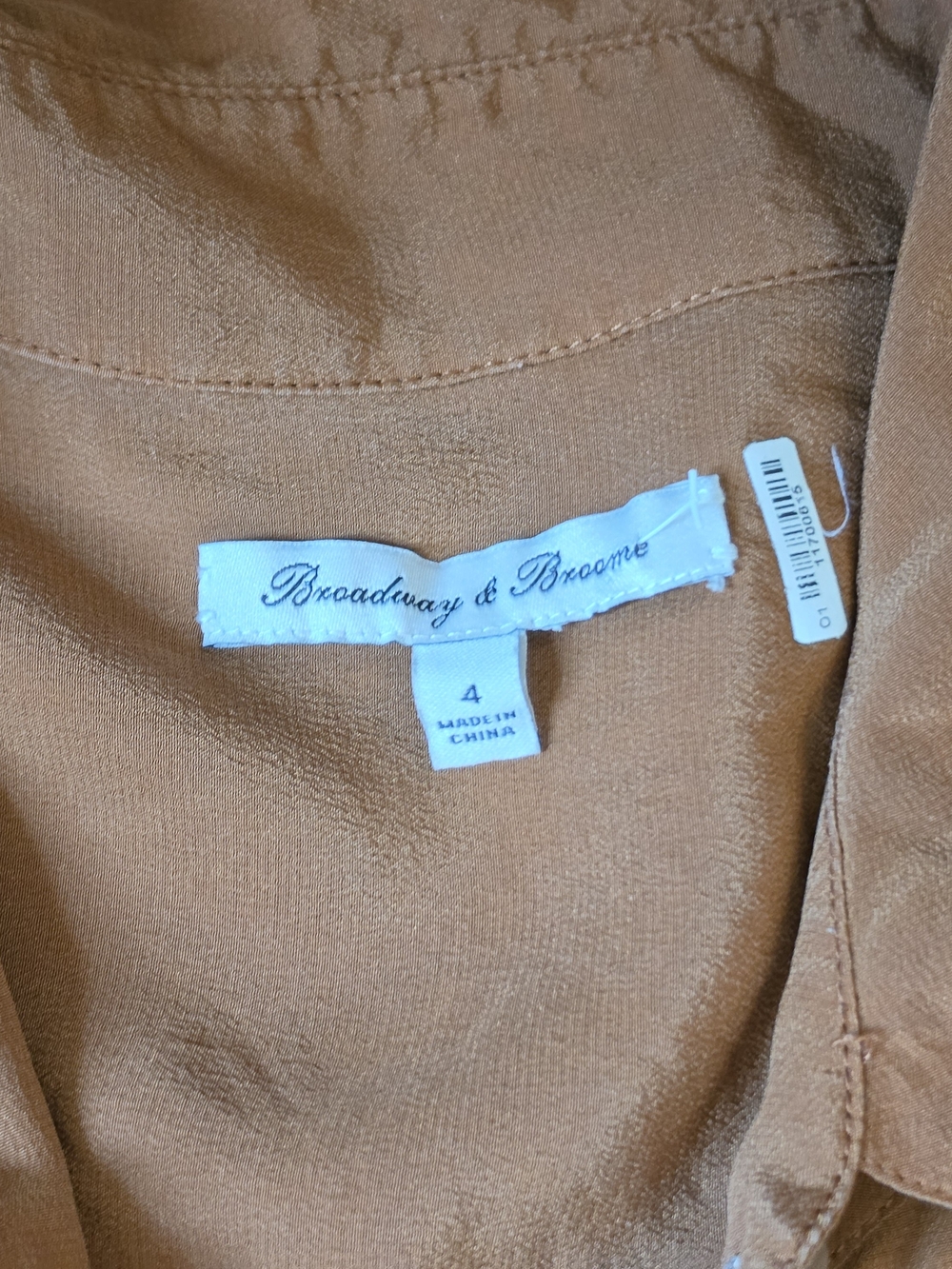 Broadway & Broome 100% Silk Safairi Shirt Midi Dress Women's 4 Terracotta Pocket - Picture 7 of 13